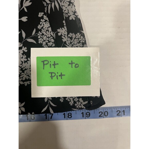 Banana Republic Black Gray Floral Maxi Dress 14 Asymmetrical Hem Flowy Ruffle - Picture 8 of 12